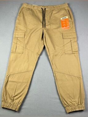 Urban Pipeline Men’s Size Large Khaki Twill Joggers Cargo Pants Stretch NWT!
